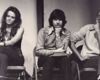 Anne Waldman, Larry Fagin, Ron Padgett, photo by Linda O'Brien Schjeldahl, circa mid-1970s