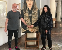 Painting-by-Francesco-Clemente,-Anne-Waldman,-May-2018,-with-FC-&-AW-in-NYC